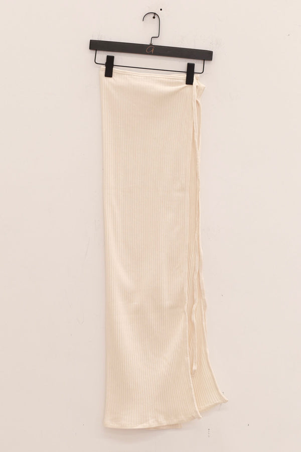 BASERANGE France organic cotton tie skirt BAS-SKBR-RIB-000-Off White